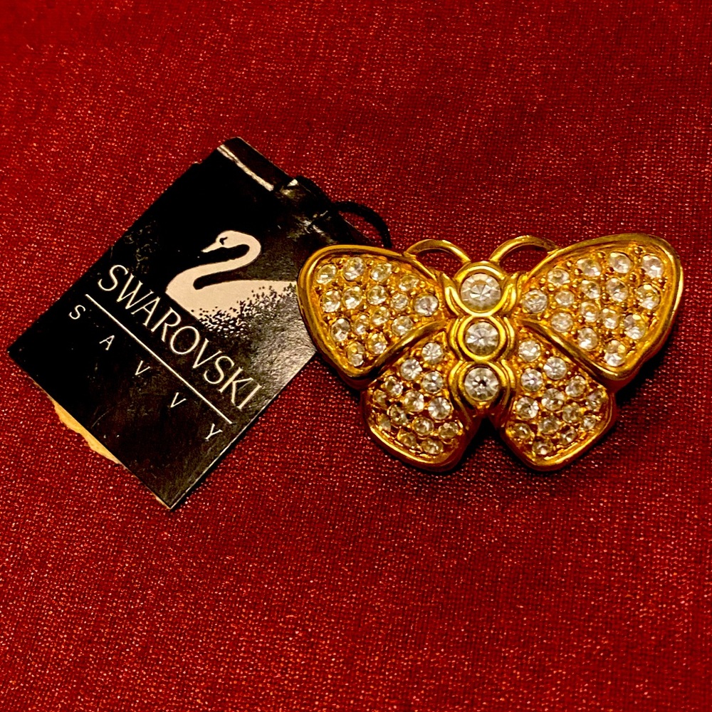 Vintage Swarovski crystal butterfly pin